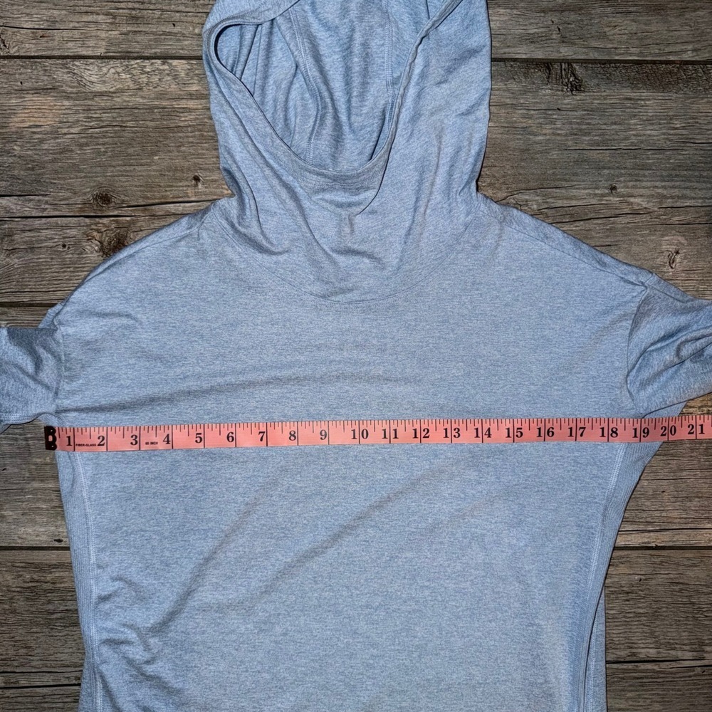 Athleta Uptempo Hoodie Sweatshirt Light Blue Long Sleeve Thumbholes XS TP - Picture 10 of 10